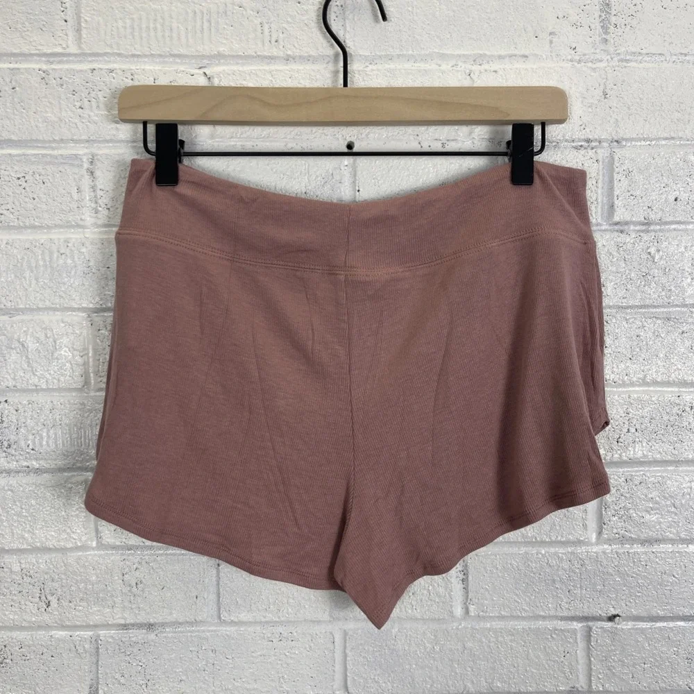 Athleta Well Rested Rib Sleep Shorts Womens Size M Pull On Stretch Mauve Pink